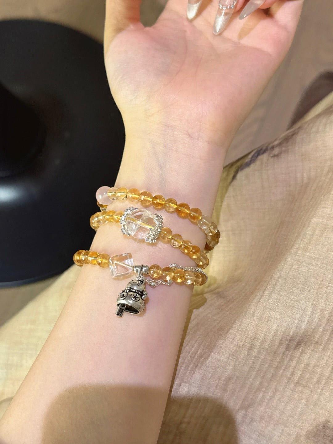 ▫️▪️ Huang Tajing 925 silver beckoning cat bracelet